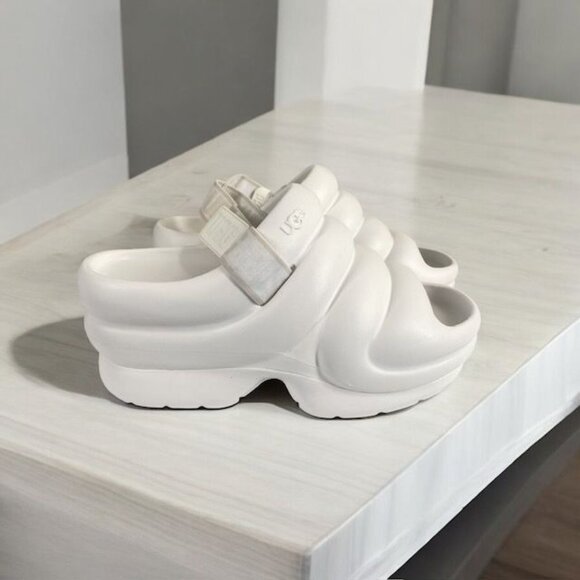 NWT UGG Aww Yeah Eva Platform Slide Sandals Bright White Size 10 - Picture 4 of 11